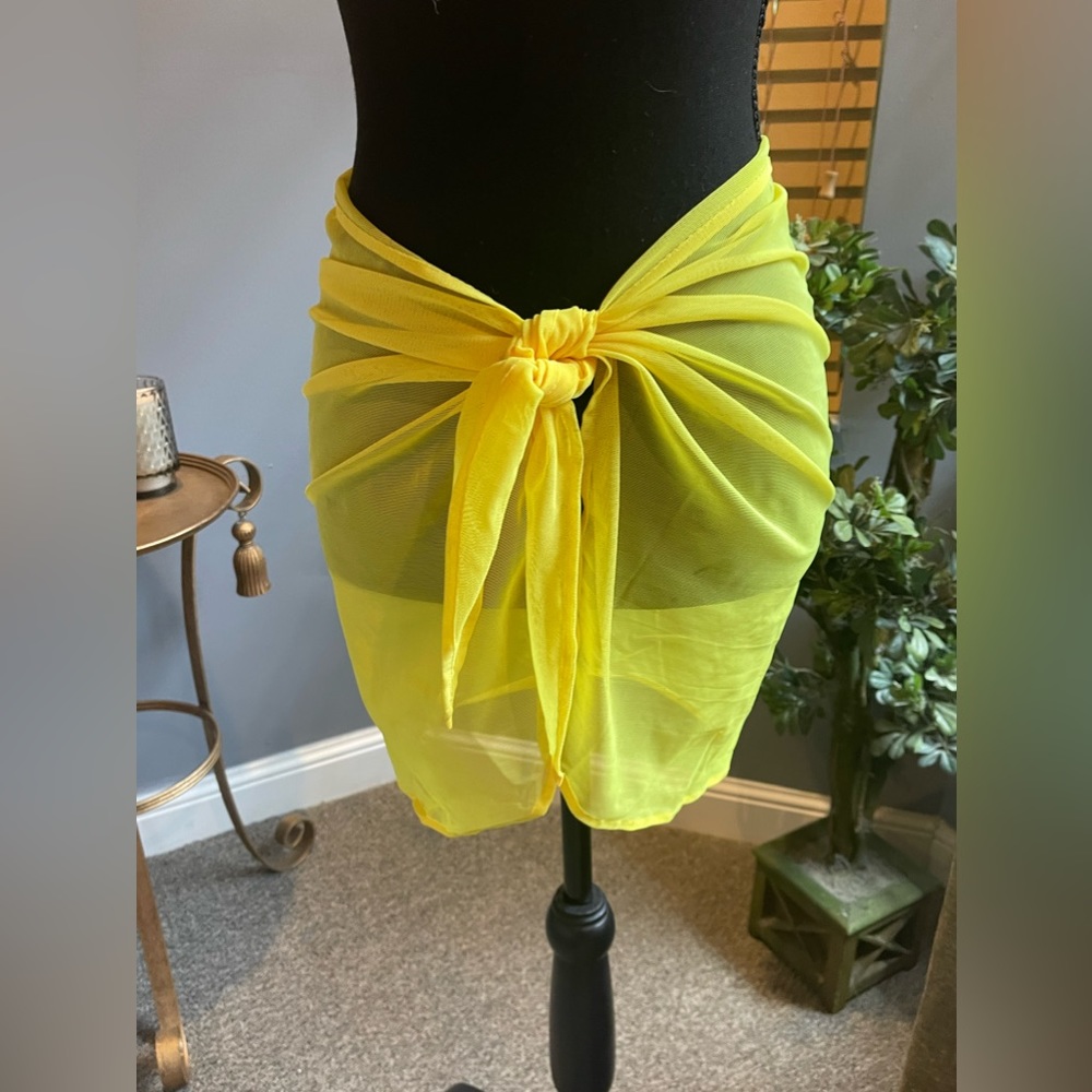 Neon yellow bikini cover up wrap OS